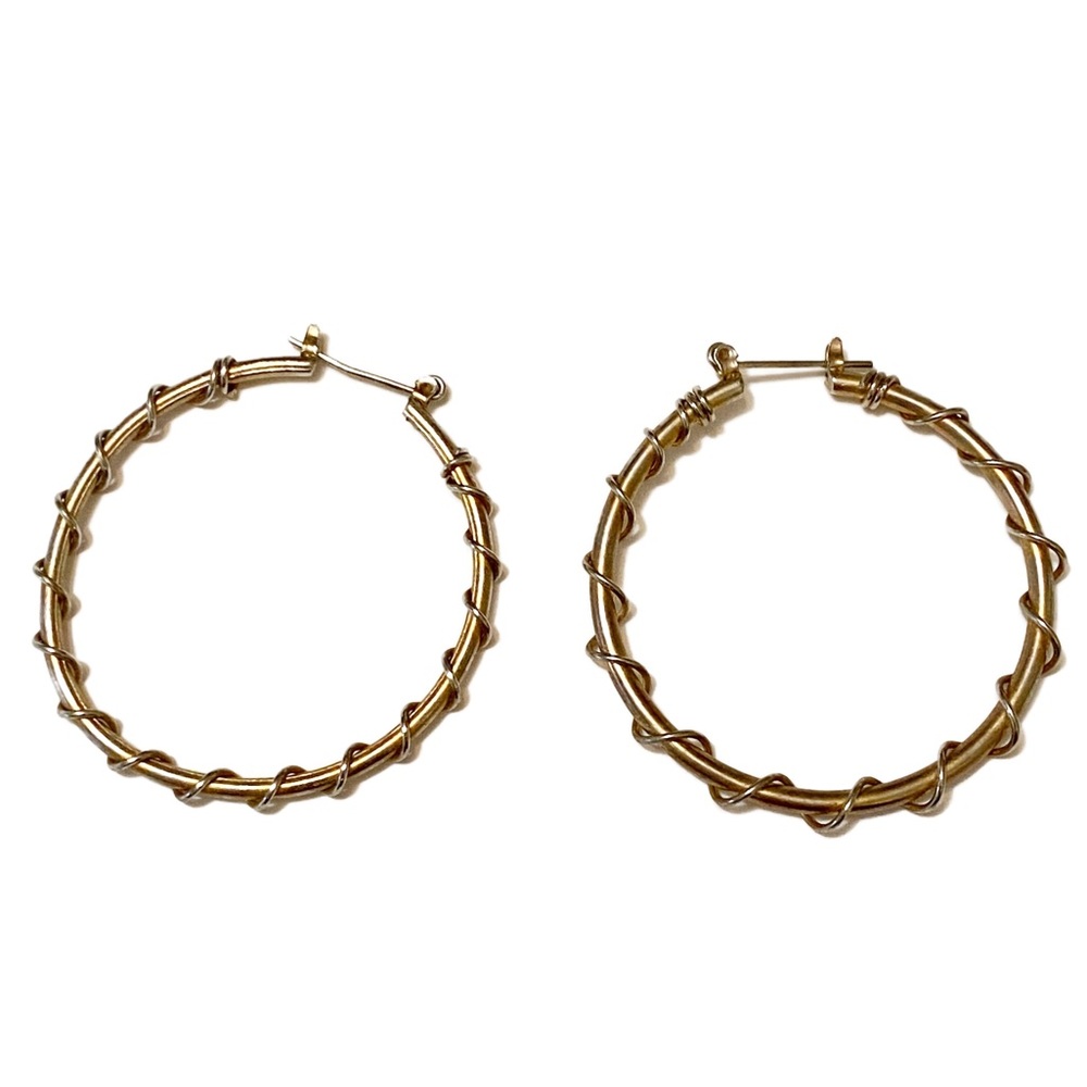 Vintage Earrings - Large Hoops Hooped Earrings with Coil